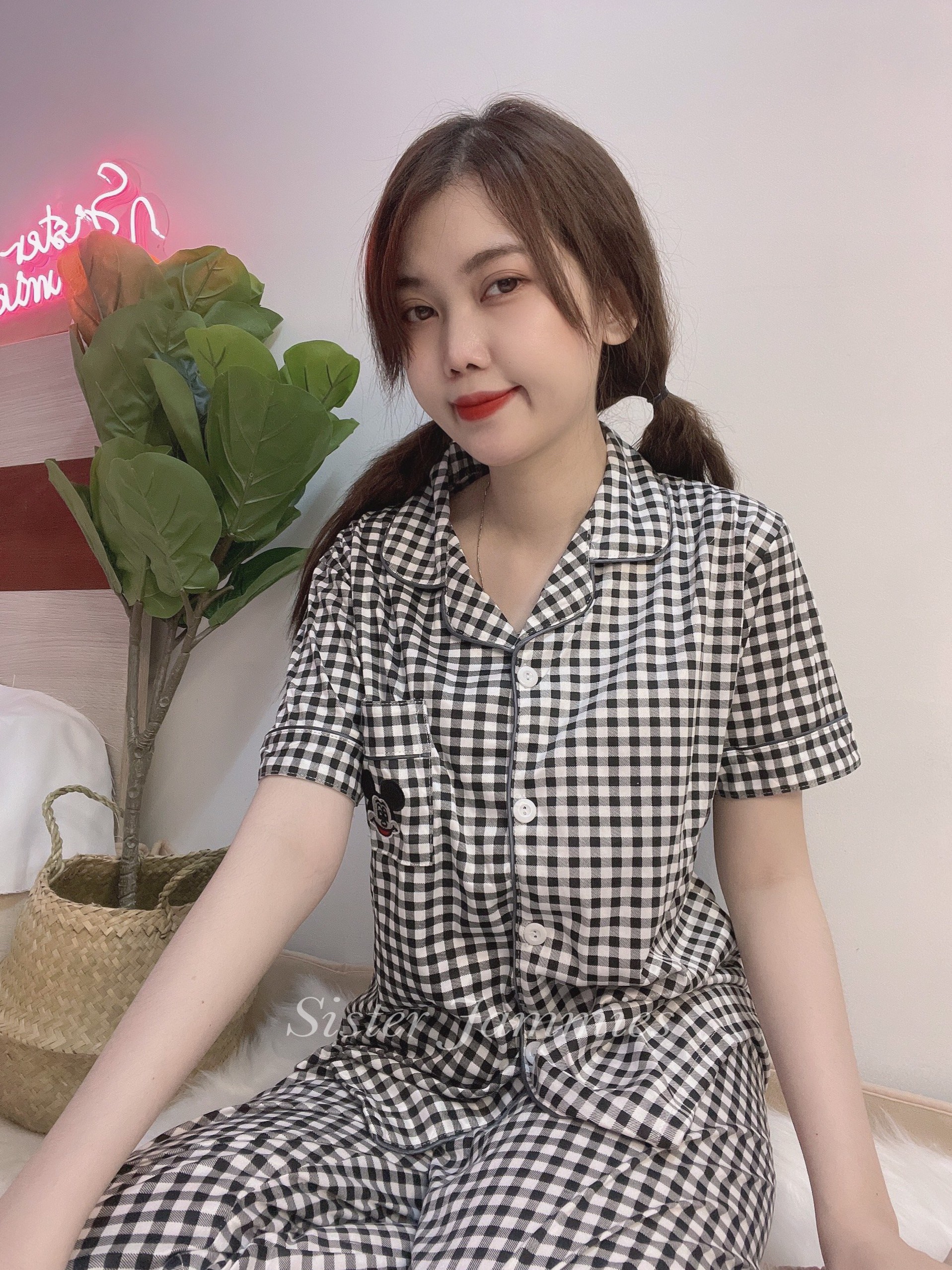 Đồ bộ đồ ngủ pijama nữ Black Caro