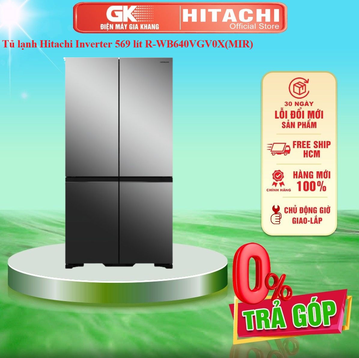 Tủ lạnh hitachi inverter 569 lít r-wb640vgv0x - giao toàn quốc - freeship hcm