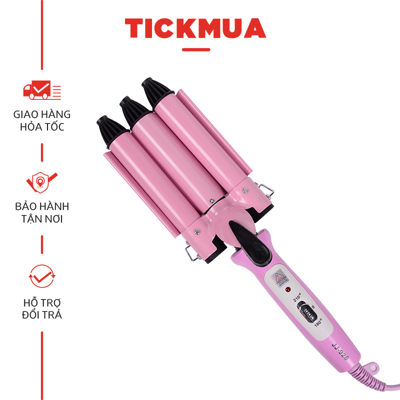 Máy uốn tóc gợn sóng nước 3 trục TICKMUA TM042 giá rẻ, nóng nhanh, nhiệt đều dễ dàng tạo kiểu tóc sóng nước quyến rũ với 2 mức chỉnh nhiệt phù hợp mọi loại tóc, bảo hành 3 tháng