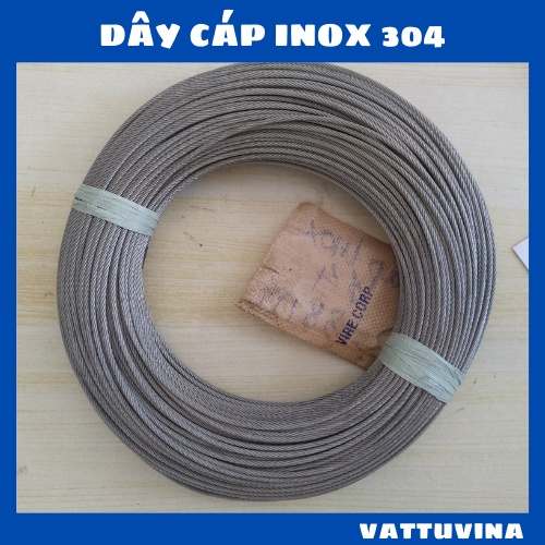 Dây cáp inox 304 1.5mm, 2mm, 3mm, 4mm - vattuvina