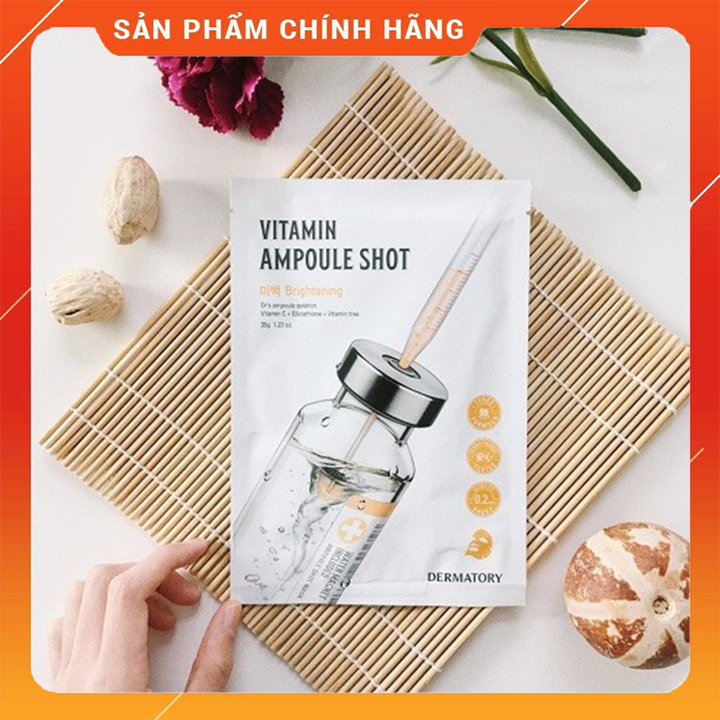 [HCM]Combo 10 Miếng Mặt Nạ Giấy Dưỡng Trắng Của Hãng Dược Mỹ Phẩm DERMATORY 35g [CHÍNH HÃNG] (DERMATORY Vitamin Ampoule Shot Mask 35g)