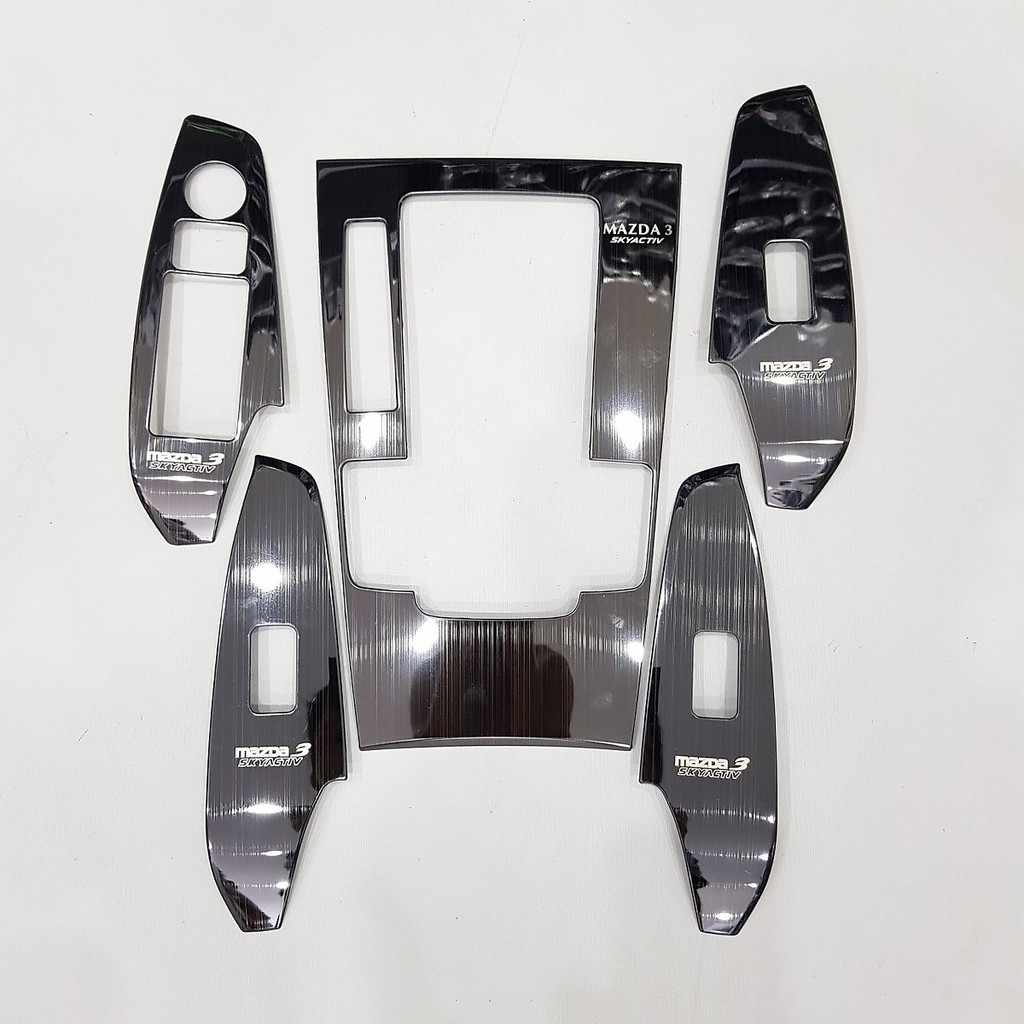 Ốp Trang Trí Nội Thất Xe Mazda 3 2014 2015 2016 2017 2018 2019 2020 2021 - 5 Chi Tiết, Chất Liệu TiTan Phay Xước, Có Sẵn Keo Dính Dễ Dàng Lắp Đặt Tại Nhà, Phụ Kiện Trang Trí Xe Sang Trọng Hơn