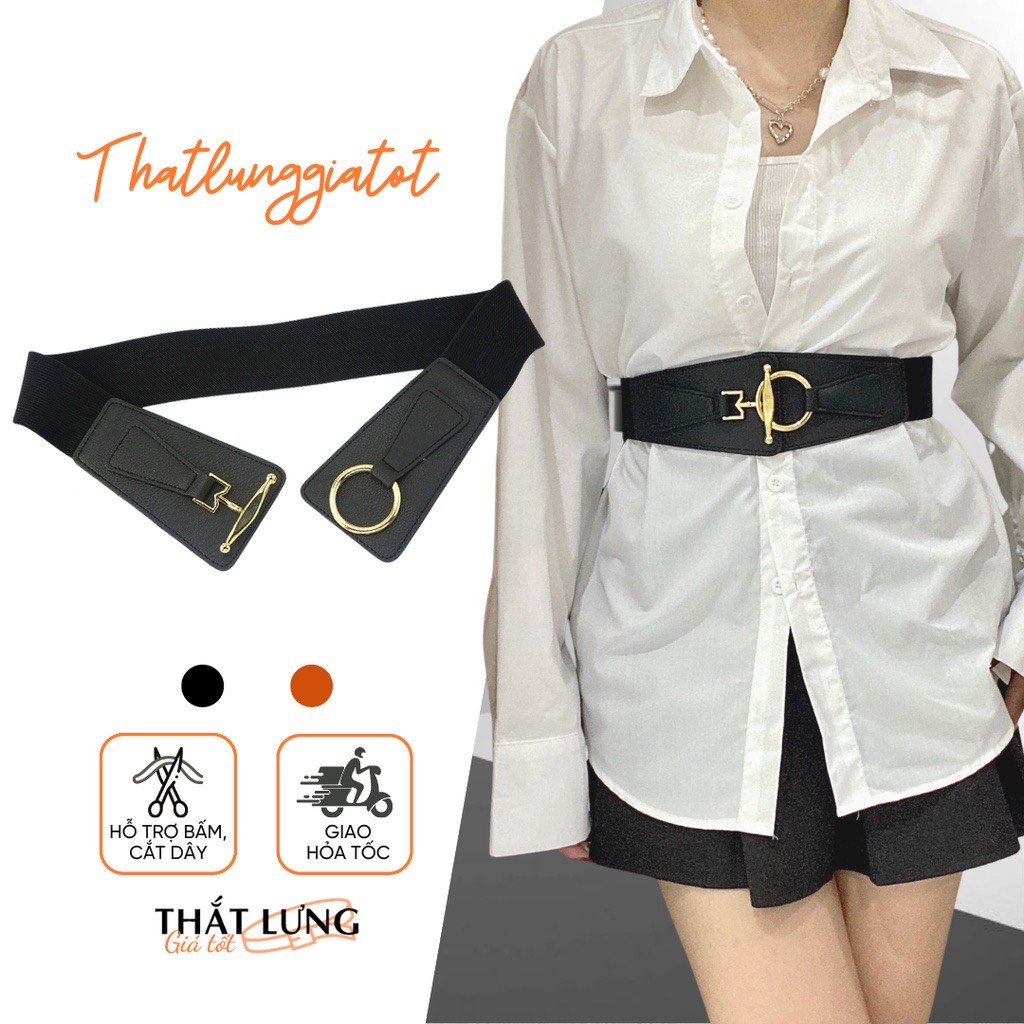 Đai váy thun mặt tròn cài phối đầm, vest cá tính bản to 5cm DV070 - Thắt Lưng Giá Tốt