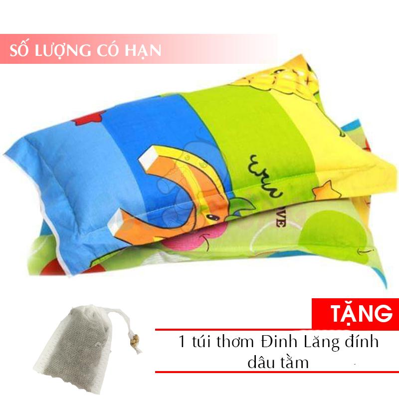 Gối lá đinh lăng chống mồ hôi trộm cho bé Baby Chick Số 3 - họa tiết ngẫu nhiên Tặng 1 túi thơm Đinh Lăng đính dâu tằm - goi nam cho be
