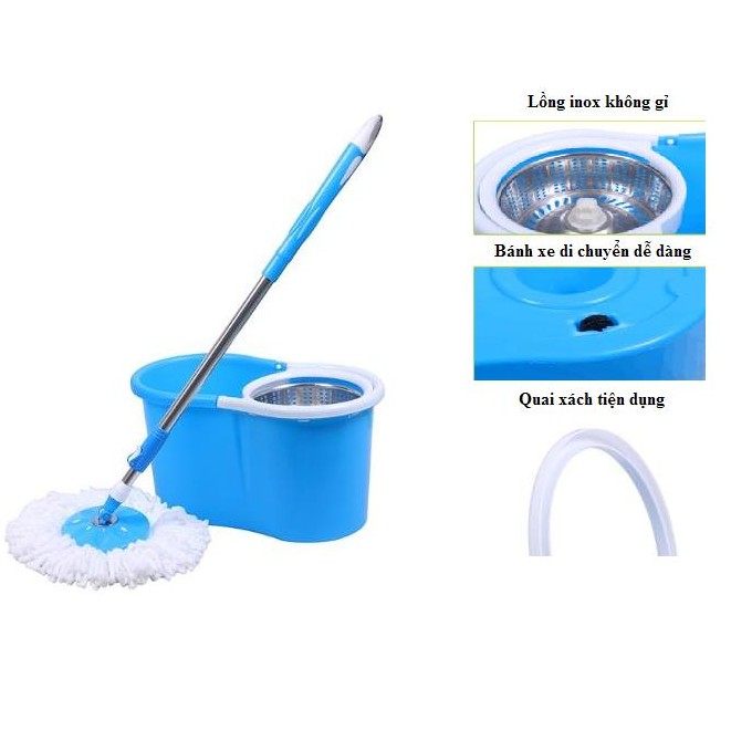 Bộ lau nhà 360 độ lồng inox gia phú hogp179