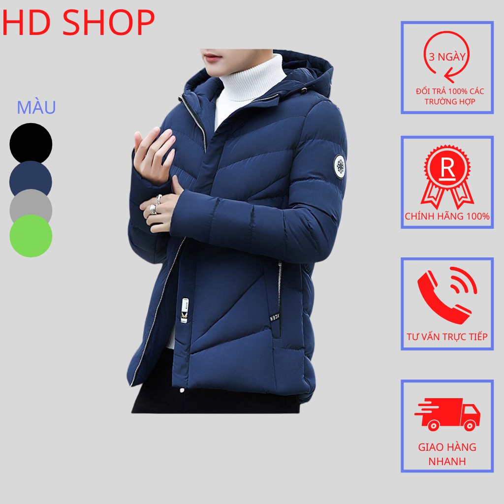 Áo khoác phao nam - áo phao 3 lớp dày dặn có mũ áo phao nam 5 màu phong cách hàn quốc - dh1602202