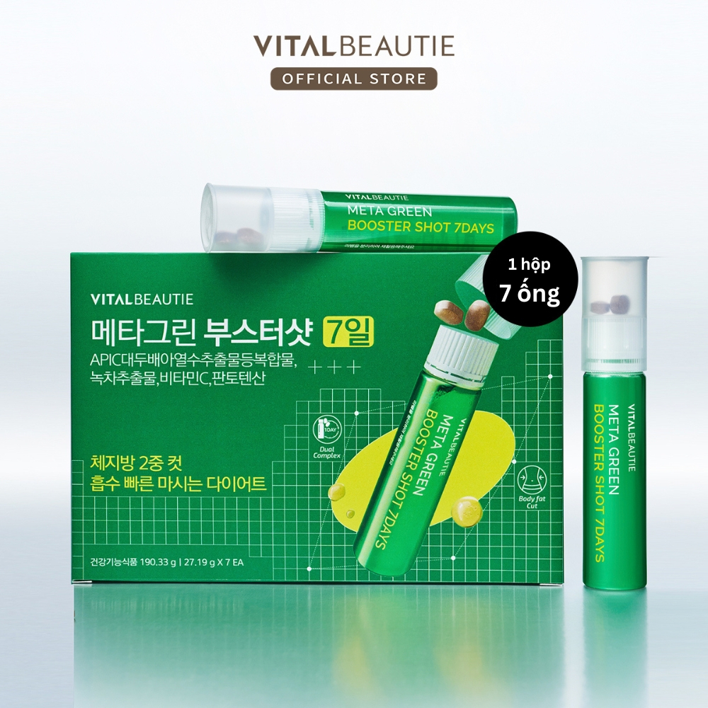 VITAL BEAUTIE Thức uống giảm cân Meta Green Booster Shot 7 Days hỗ trợ giảm cân hiệu quả (1 hộp/7 ống)