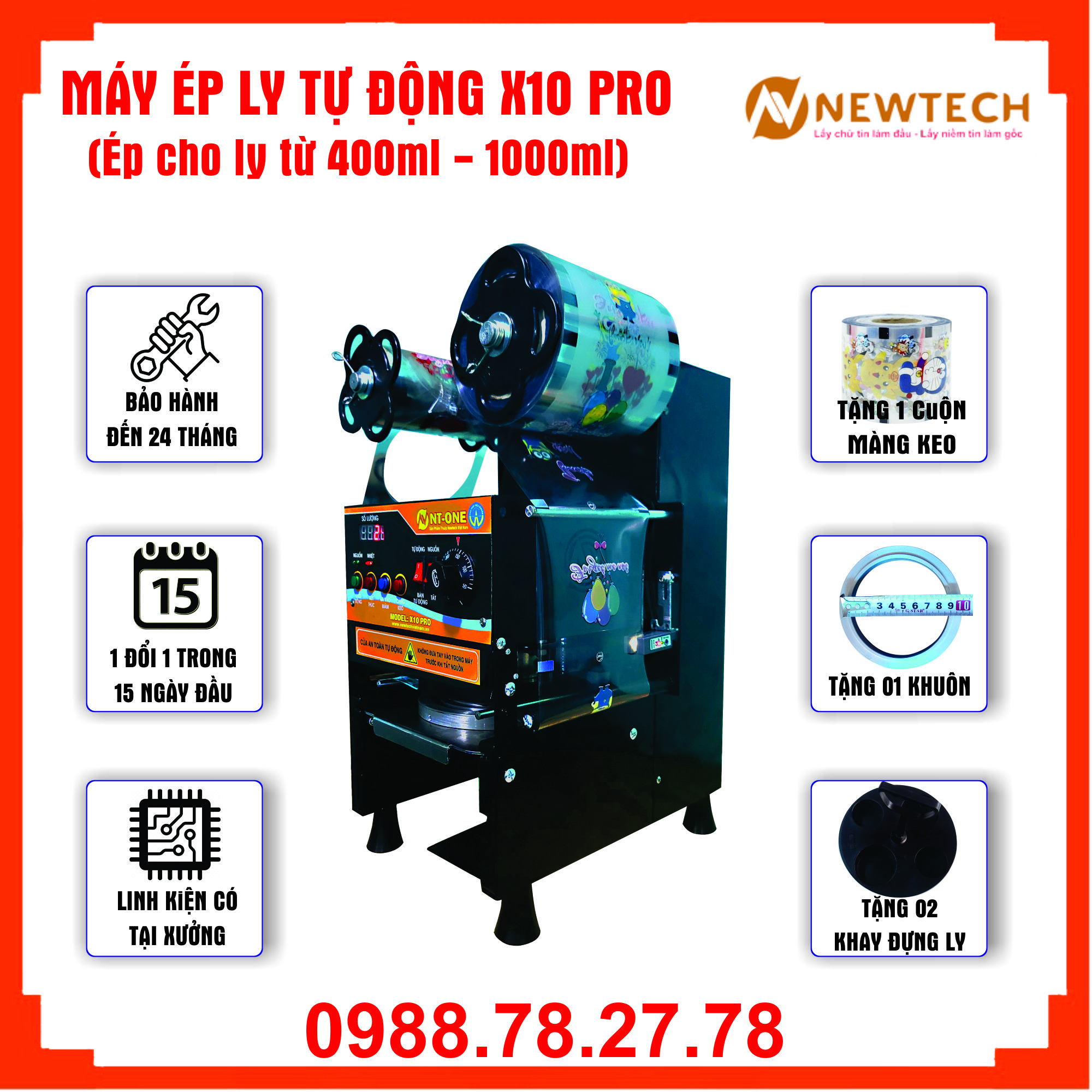 Máy ép ly tự động x10pro- ép ly 400-1000ml