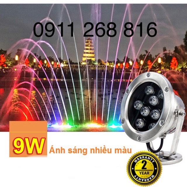 Đèn pha led 9w đặt âm nước cho hồ koi