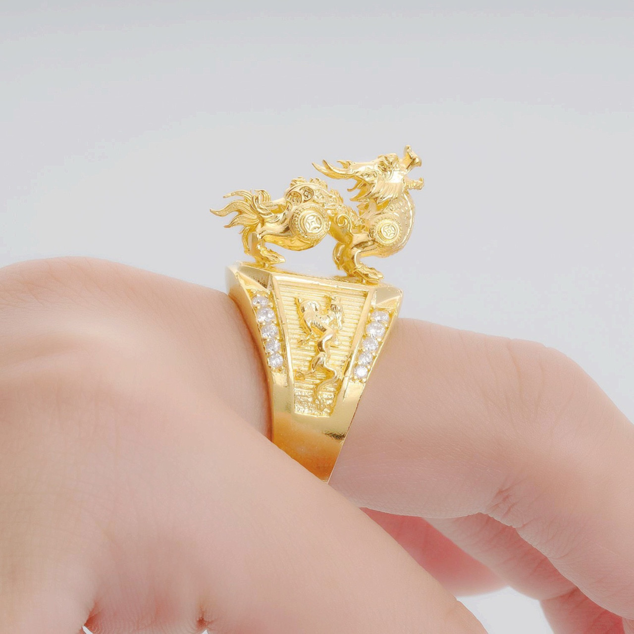 Nhẫn Nam thời trang Phong Thủy Kỳ Lân Mạ 18K N300 - Mang Nhìn Rất Mạnh Mẽ - Phong Thủy - Tubi Cony