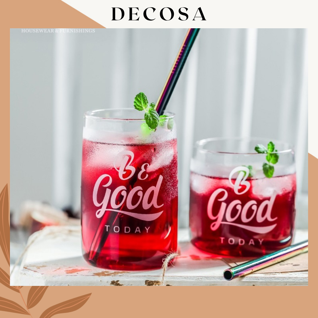 Ly thủy tinh dễ thương in chữ be good decosa