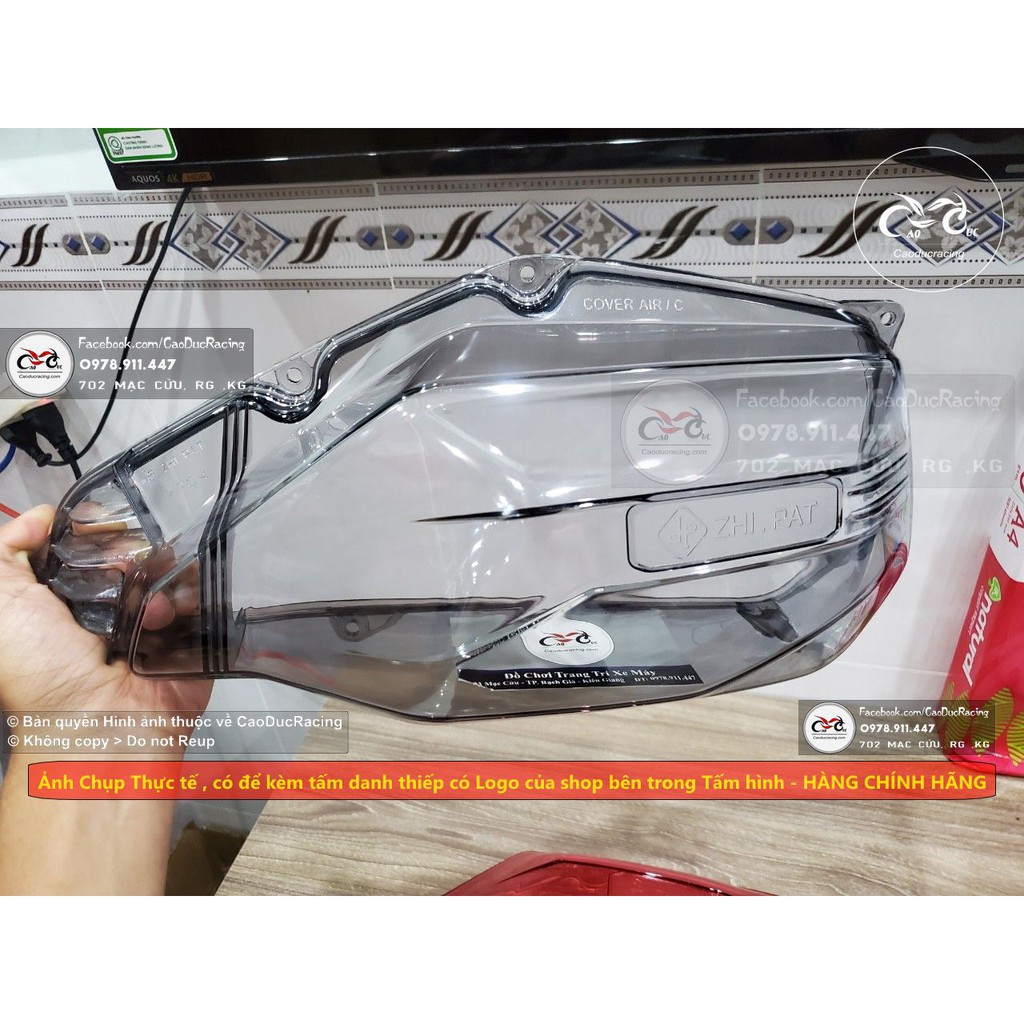 Nắp ốp lọc gió pô air trong suốt Pcx Click Vario Airblade SH Zhipat chụp pô e lắp như