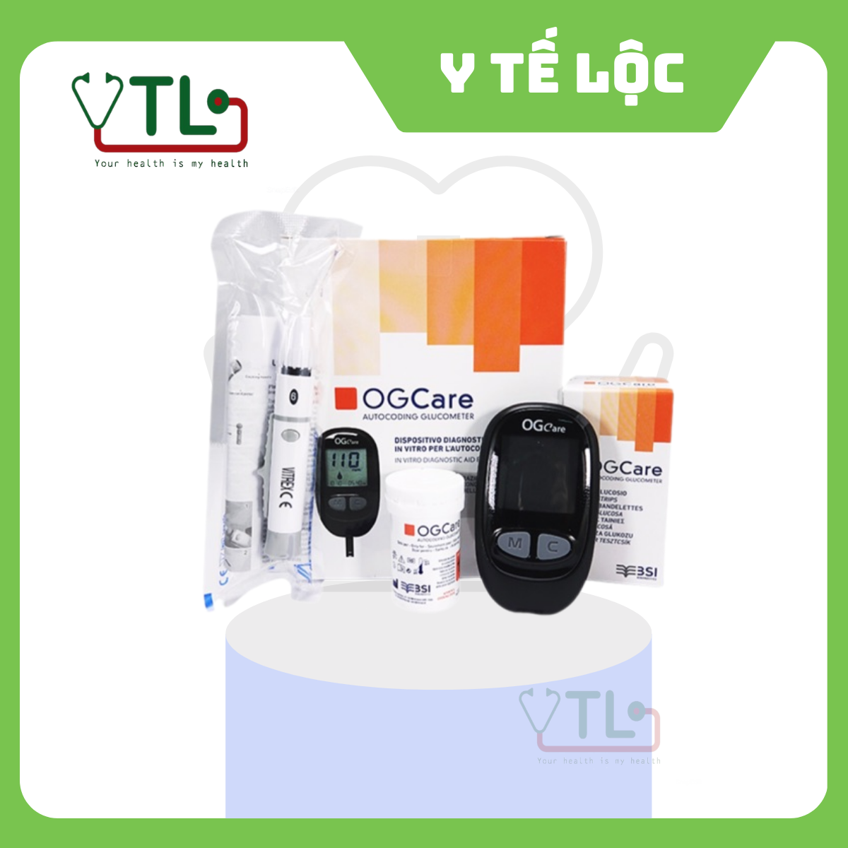 Máy Đo Đường Huyết Ogcare kèm 10 kim và 25 que thử - Đầy đủ phụ kiện hàng chính hãng bảo hành trọn đời