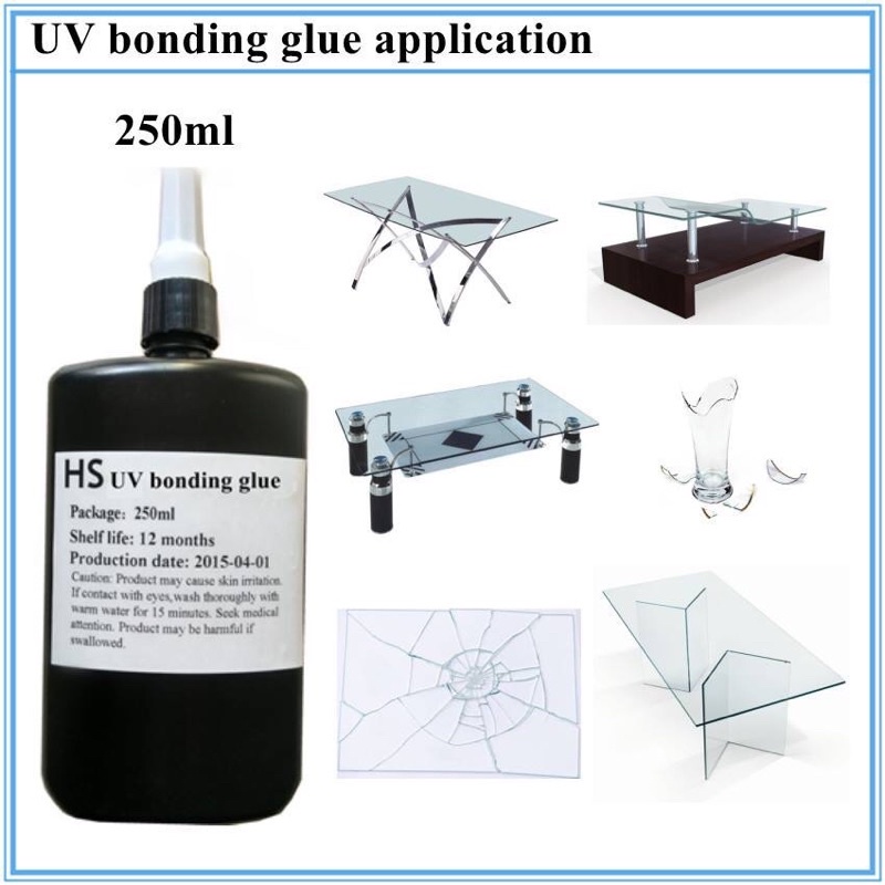 Combo bộ keo uv dán móc khoá mica 250ml + kèm đèn pin uv sấy keo
