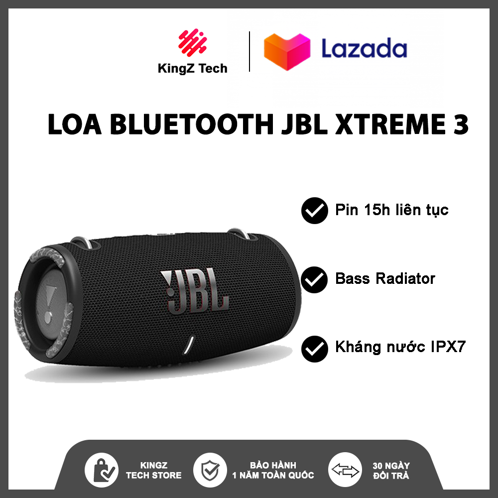 Loa Bluetooth JBL Xtreme 3 Chính Hãng - Loa Nghe Nhạc Công Suất Lớn 40W - Loa Bass Mạnh, Treble Rời - Chống Nước, Chống Bụi IP67- Loa Bluetooth Karaoke - Loa Máy Tính Thời Gian Chơi Nhạc Lên Tới 15h - Bảo Hành Chính Hãng 12 Tháng Toàn Quốc