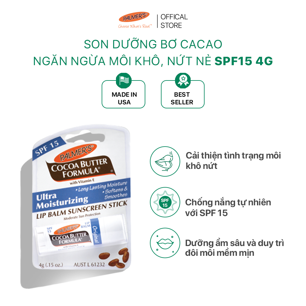 Son dưỡng môi ngăn ngừa khô, nứt nẻ Palmer’s - SPF15 4g