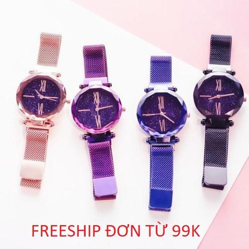 FREESHIP TOÀN QUỐC ĐƠN TỪ 99K - Đồng Hồ Nữ Cao Cấp Dây Kim Loại Nhuyễn Mặt Kim Tuyến Khóa Nam Châm, Đồng hồ nữ dây nam châm, Đồng hồ dây năm châm