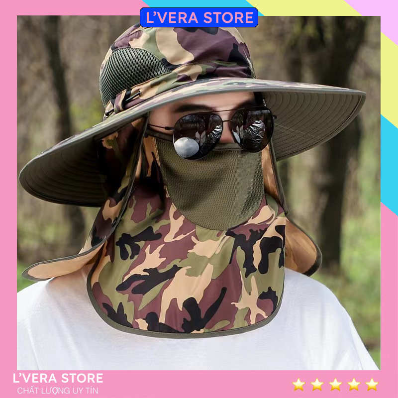 Sun protection wide brim sun hat with face mask breathable Men mask - 8