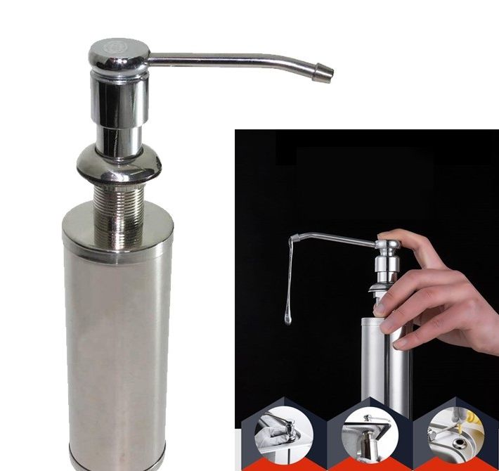 Bình đựng nước rửa chén bình xà bông inox gắn âm thành chậu nhấn hơi gắn vừa tất cả các chậu