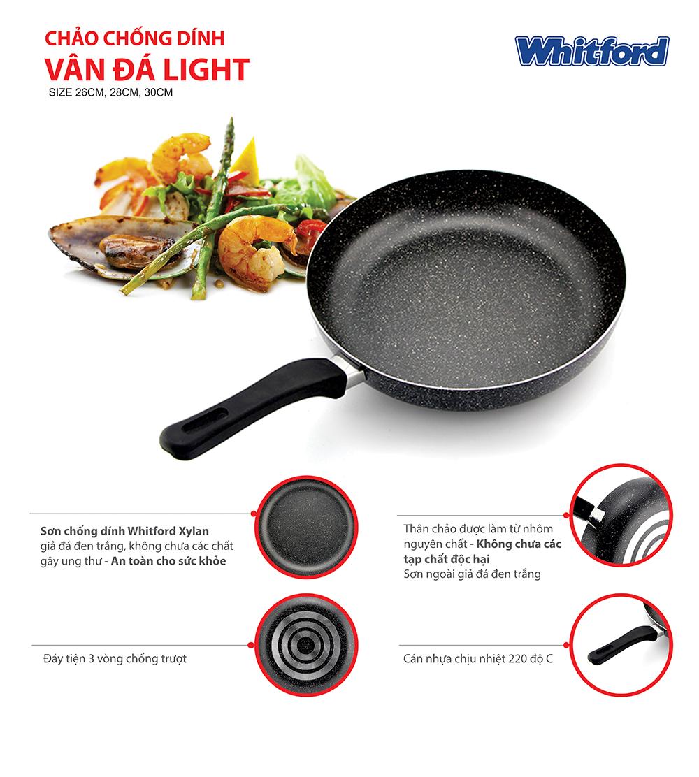 CHẢO CHỐNG DÍNH VÂN ĐÁ ELMICH LIGHT EL 1191 - 1192 - 1193, SIZE 26CM, SIZE 28CM, SIZE 30CM