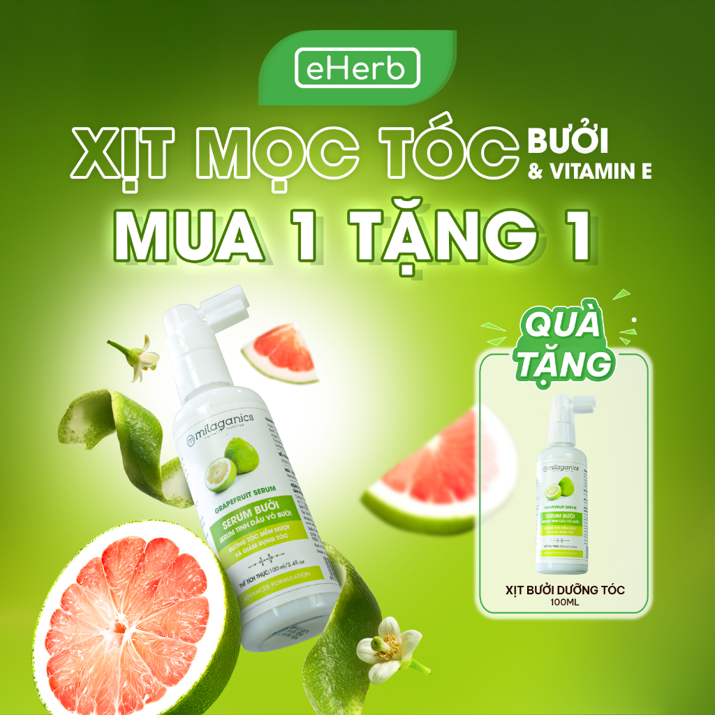 MUA 1 TẶNG 1 Tinh Dầu Bưởi Serum Dưỡng Tóc Kích Mọc Tóc MILAGANICS 500ml Giảm Rụng Tóc Rõ Rệt Kích Mọc Tóc Nhanh Gấp 2 Đến 3 Lần Xịt Dưỡng Tóc Cho Tóc Chắc Khỏe Và Suôn Mượt - eHerb