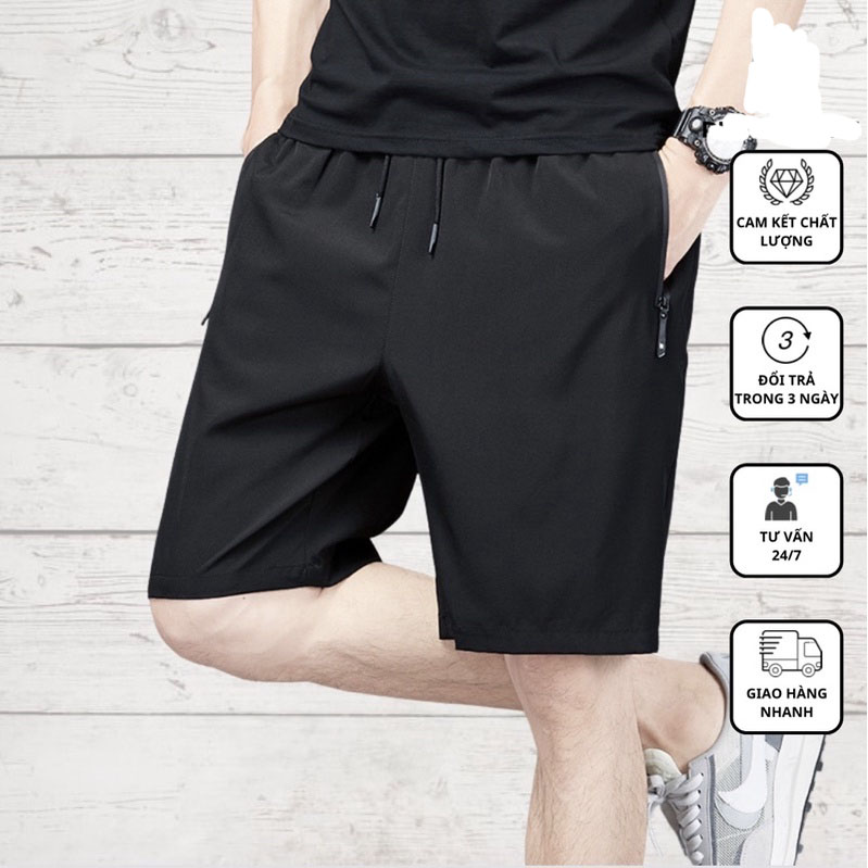 Quần short thể thao túi có khoá kiểu dáng trẻ trung năng động co giãn tốt