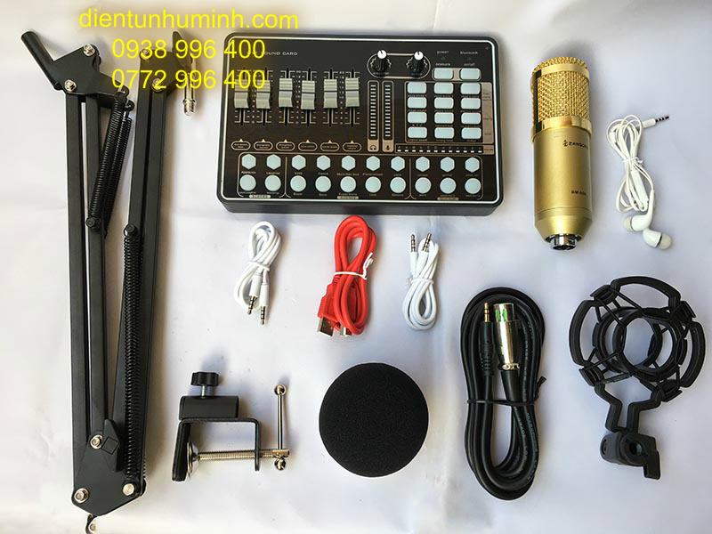 Combo sound card k9 bletooth mic thu âm bm 900 thế hệ mới.