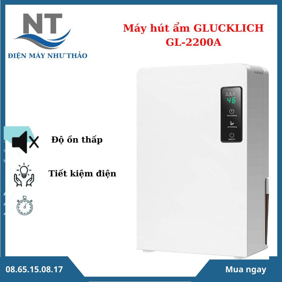 Máy hút ẩm lọc không khí Glucklich- Thương hiệu Italy- Bảo hành 1 năm