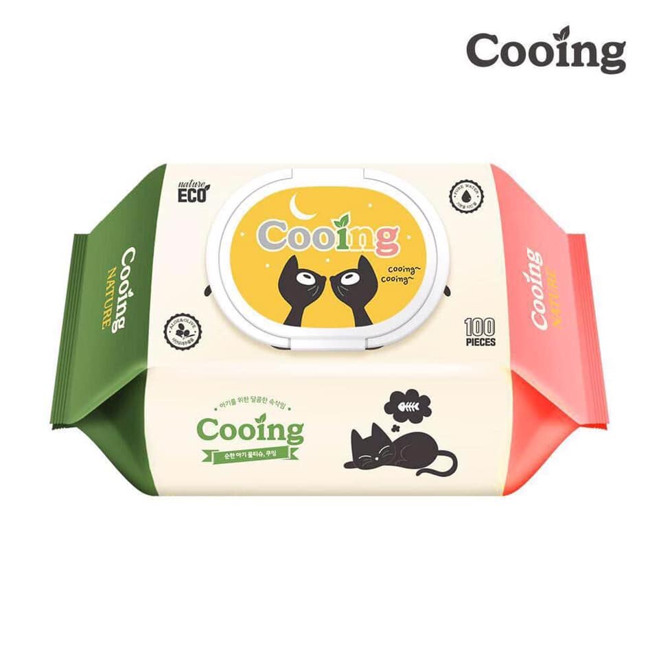 Combo 3 bịch khăn ướt Cooing 100 tờ không mùi