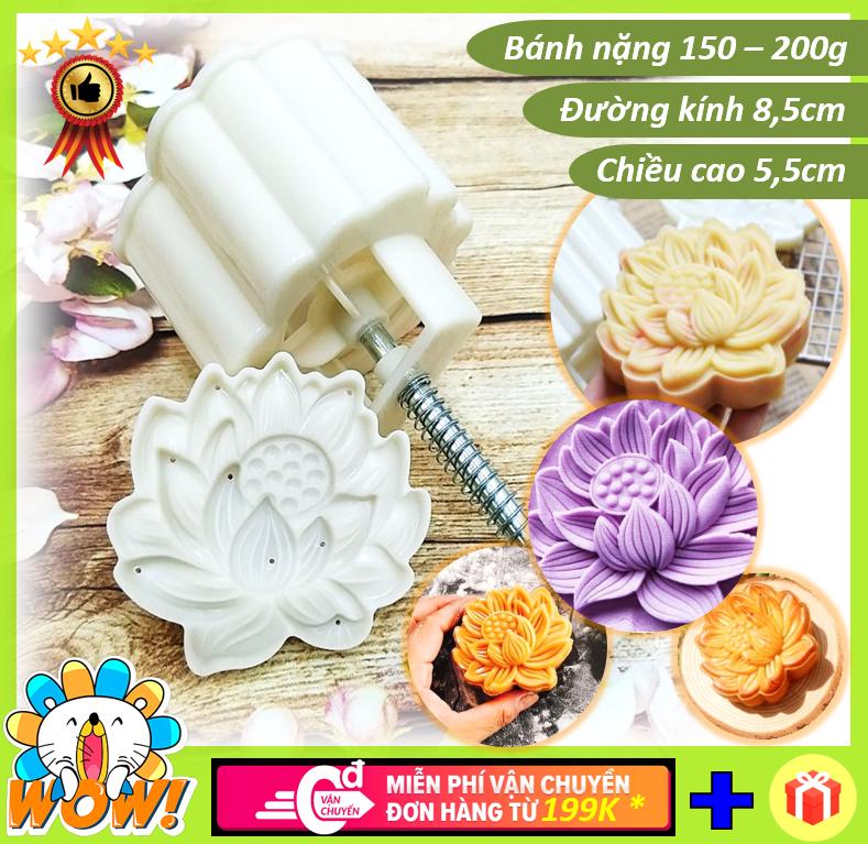 [HCM]Khuôn tạo hình bánh trung thu ép xôi cỡ lớn cao cấp hình hoa sen 3D