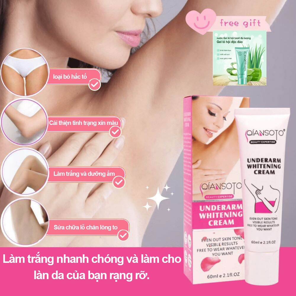 Kem làm trắng da vùng nách，Kem xoá thâm mông, khử mùi hôi vùng nách, làm hồng mịn màng vùng kín, loại bỏ thâm đầu ti, kem làm trắng hồng vùng kín, làm trắng mông, cổ, vùng đùi và bắp chân