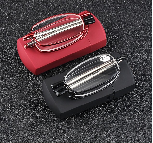 Kính lão thị viễn thị nam nữ gọng rút có hộp đựng nam châm như hình siêu tiện lợi hàng Nhật bản xách tay quà tặng cực sang ảnh chụp thật