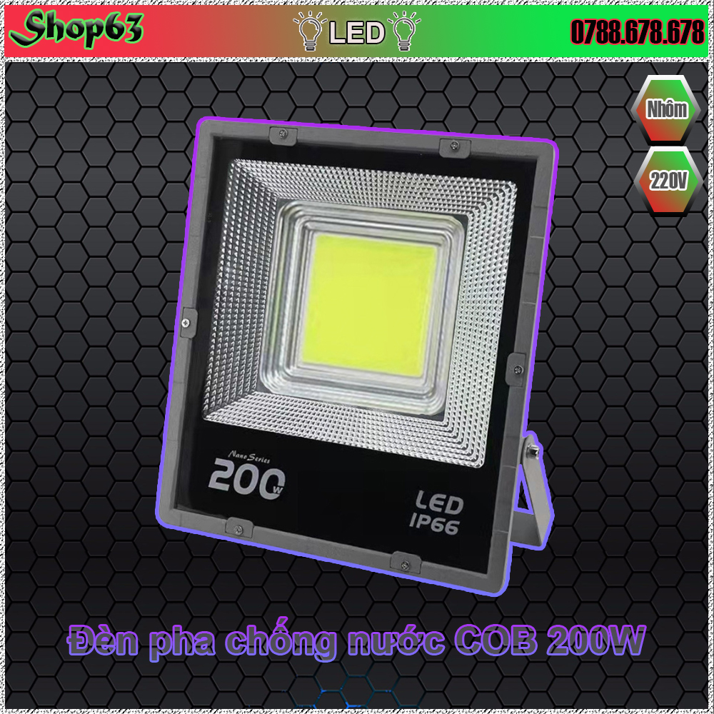 Đèn pha 200W xài điện 220V - ánh sáng trắng siêu sáng chống nước tốt thích hợp dùng trong công trình (chống nước từ lõi với bộ nguồn đúc - thân nhôm tản nhiệt tốt)