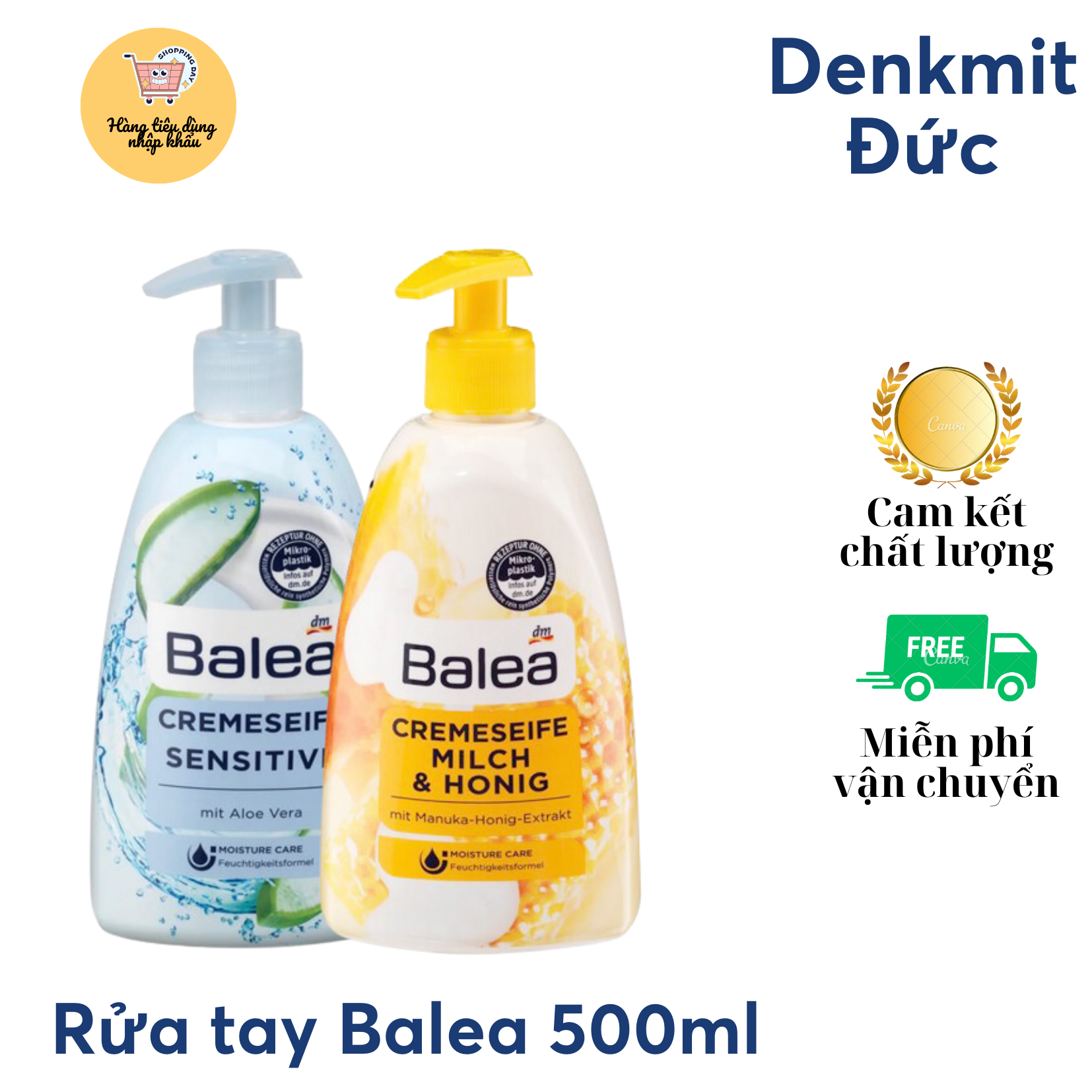 Nước rửa tay balea diệt khuẩn dưỡng ẩm da tay nhập khẩu đức chính hãng chai 500ml