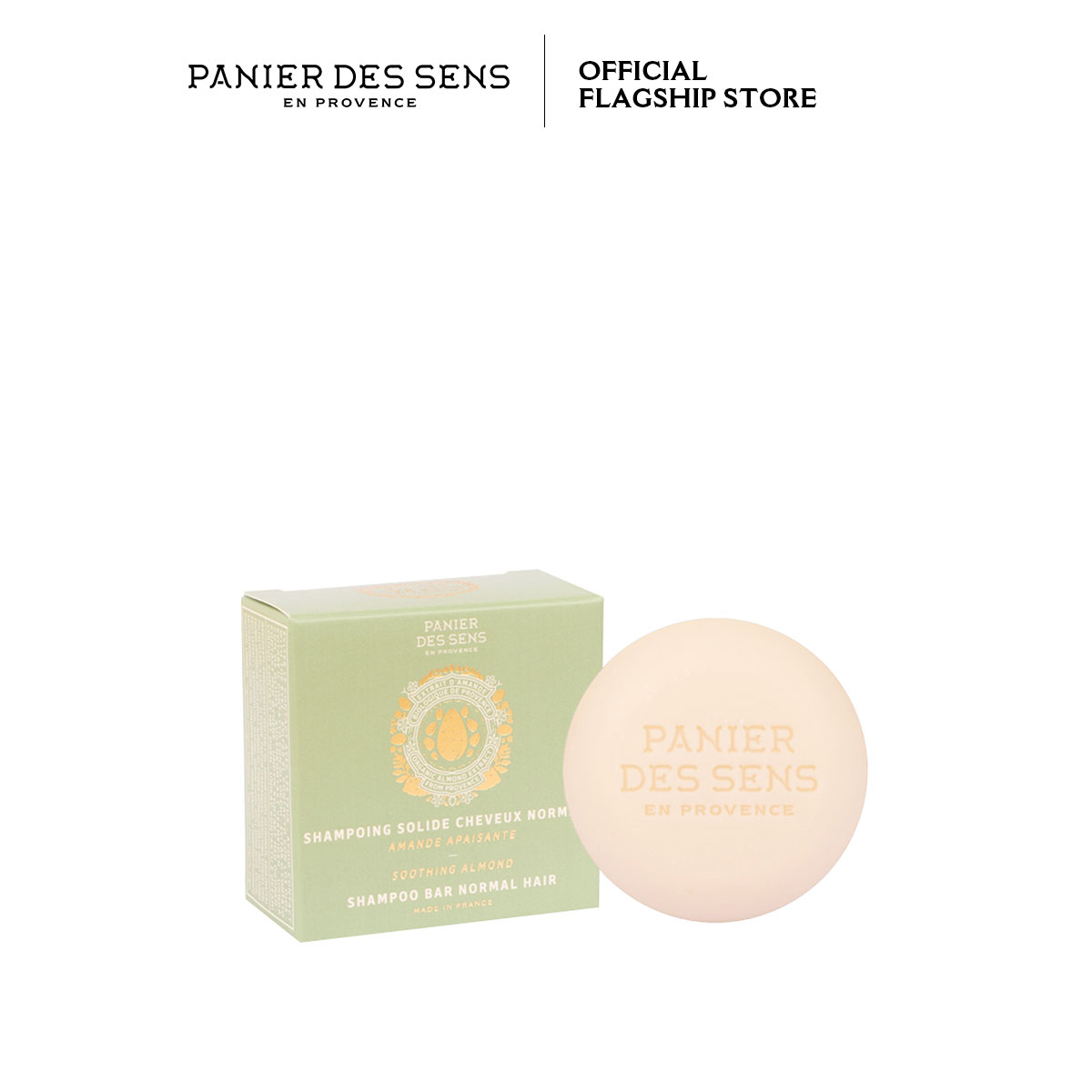 Bánh xà phòng gội đầu hương hạnh nhân dành cho tóc thường Panier Des Sens Intemporels Shampoo Bar Normal Hair Almond 75g