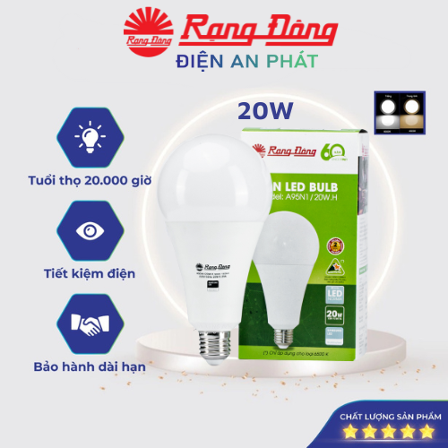 Bóng đèn led bulb tròn 20w rạng đông,siêu sáng, model led a95n1/20w.h, bảo hành 2 năm, tiết kiệm điện