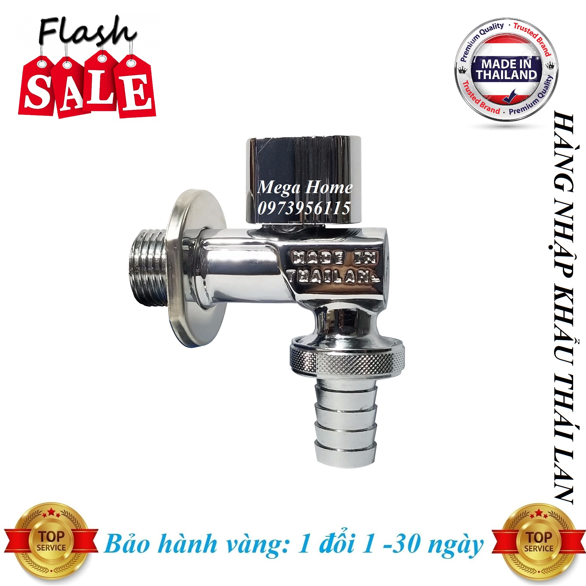 Vòi Khóa, Van Khóa Nước Inox Cao Cấp Chuyên Dụng Dành Cho Máy Giặt (Made In Thailan)