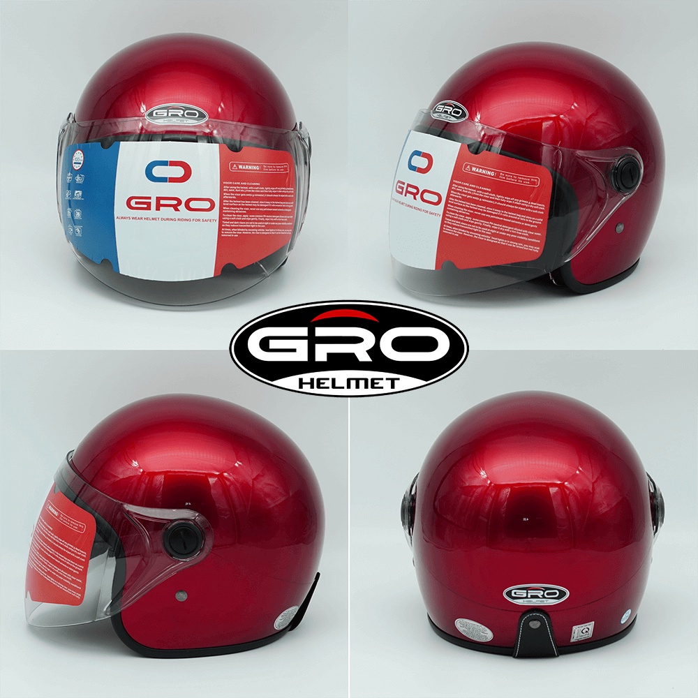 Mũ bảo hiểm 3/4 Gro chính hãng,  nón bảo hiểm nam nữ nhiều màu trẻ trung, chịu va đập tốt, khóa kim loại, kính dài che chống tia uv, mũ bảo hiểm Half Face