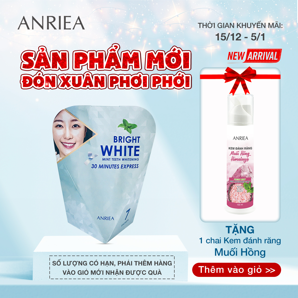 Liệu trình 7 ngày miếng dán trắng răng bạc hà anriea - tặng quà hấp dẫn