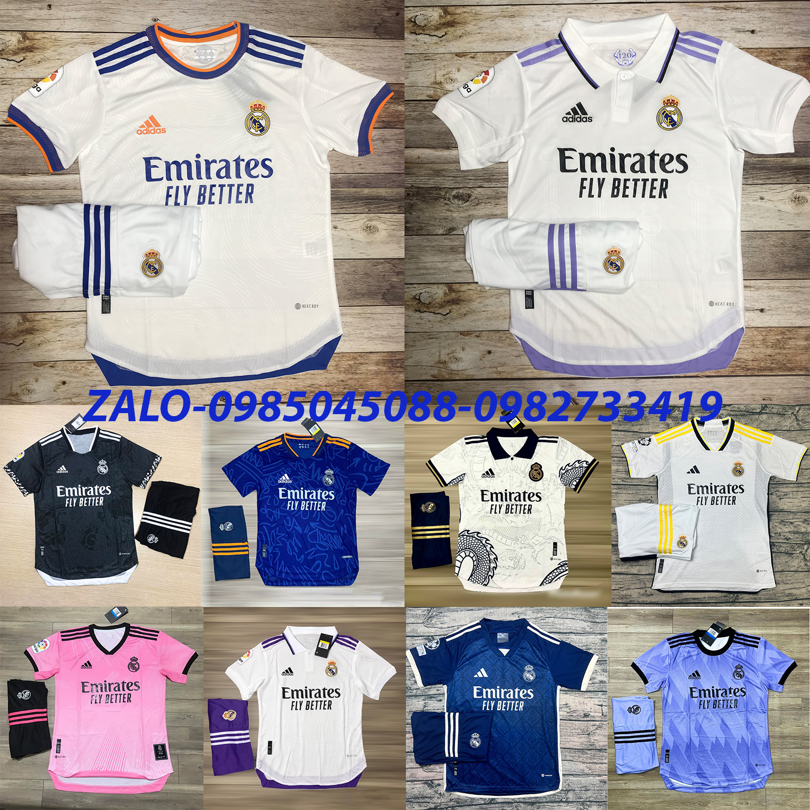 Áo Bóng CLB Real Madrid -Trắng-2022- Chất Polyeste - Hàng Thái Lan-Chuẩn Thi Đấu Quốc Tế