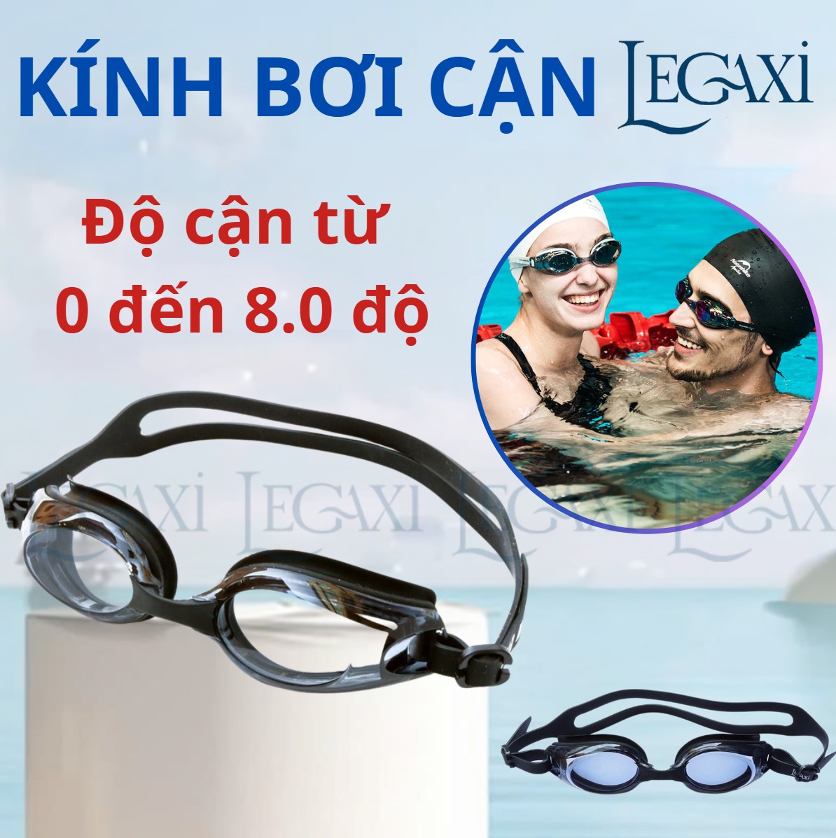 Kính Bơi Cận Chống TRẦY, Chống UV, Chống Hấp Hơi Dành Cho Người Cận Lệch Độ, Mắt Loạn Thị Legaxi