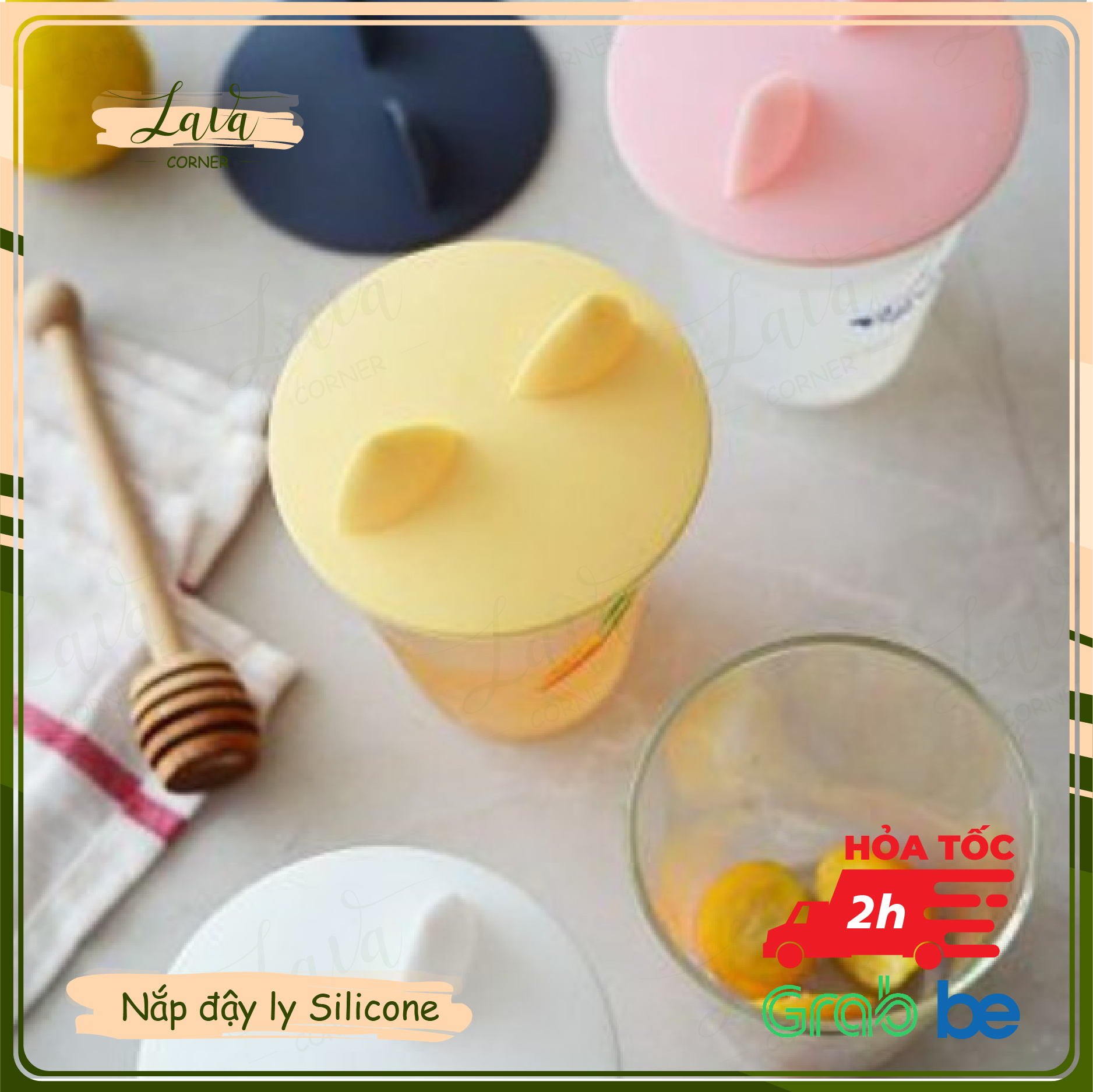 Nắp Đậy Ly - Cốc Bằng Silicone Hình Tai Mèo