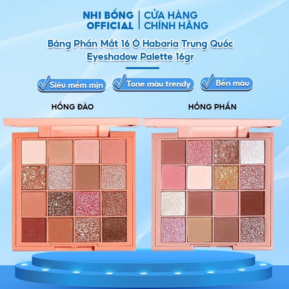 Bảng phấn mắt 16 ô habaria trung quốc eyeshadow palette 16gr siêu mềm mịn bền màu lâu trôi