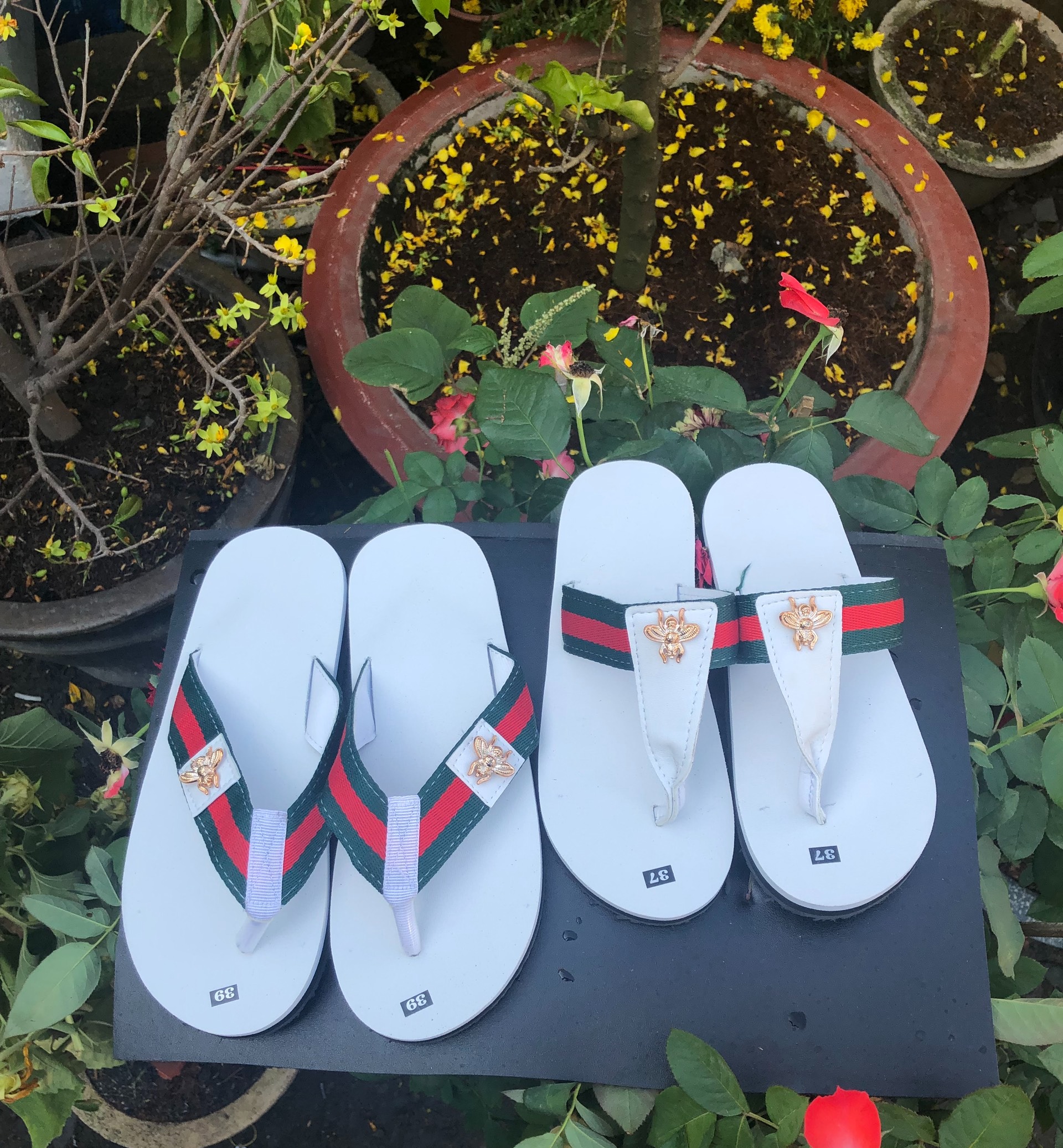 [FREESHIP + HOÀN TIỀN 50K] dép cặp F 16 XL + A 209 trắng (đế trắng quai trắng )khác size ib chọn thêm