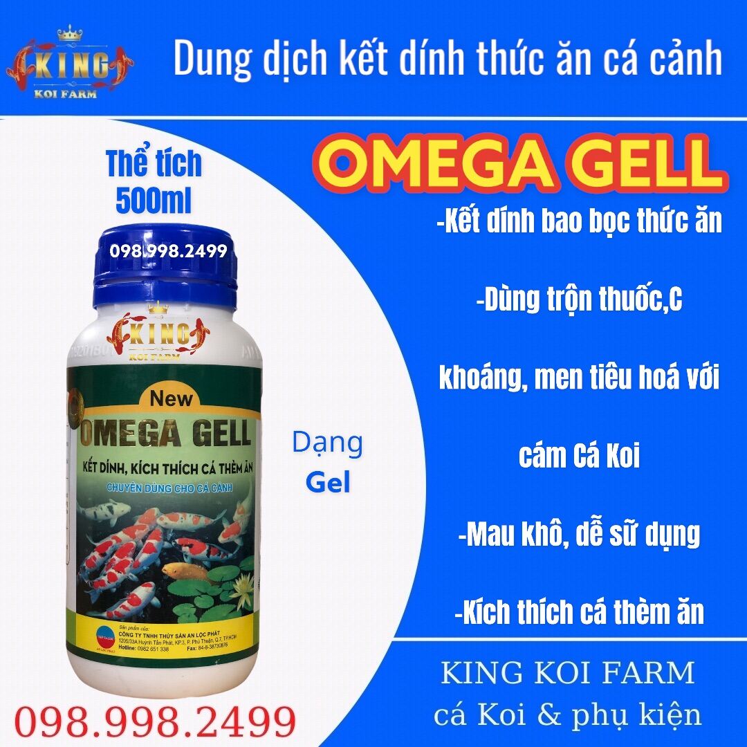 Dung dịch kết dính thức ăn omega gell chai 500ml dành cho cá koi
