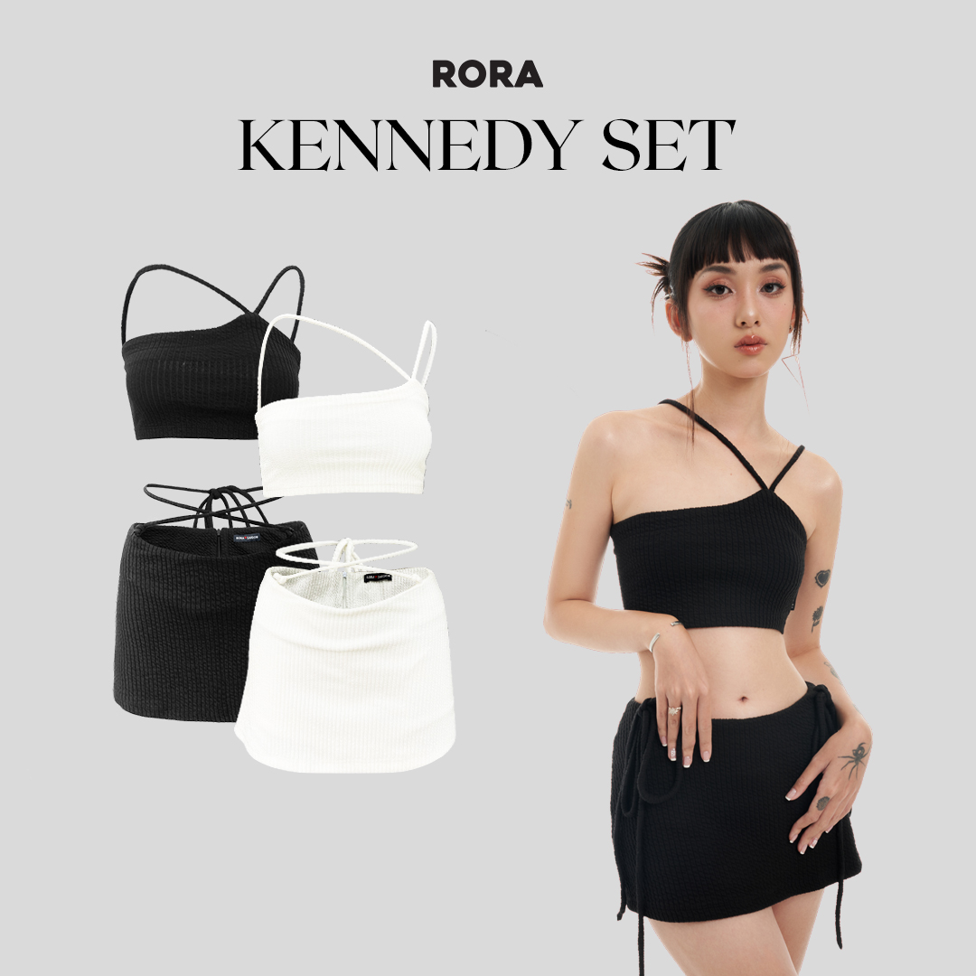 Set áo croptop và chân váy thắt eo tôn dáng kennedy set - rora