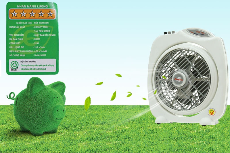 Quạt hộp Senko BD230 - 2 tốc độ - 5 cánh quạt- quạt để bàn dễ dàng di chuyển