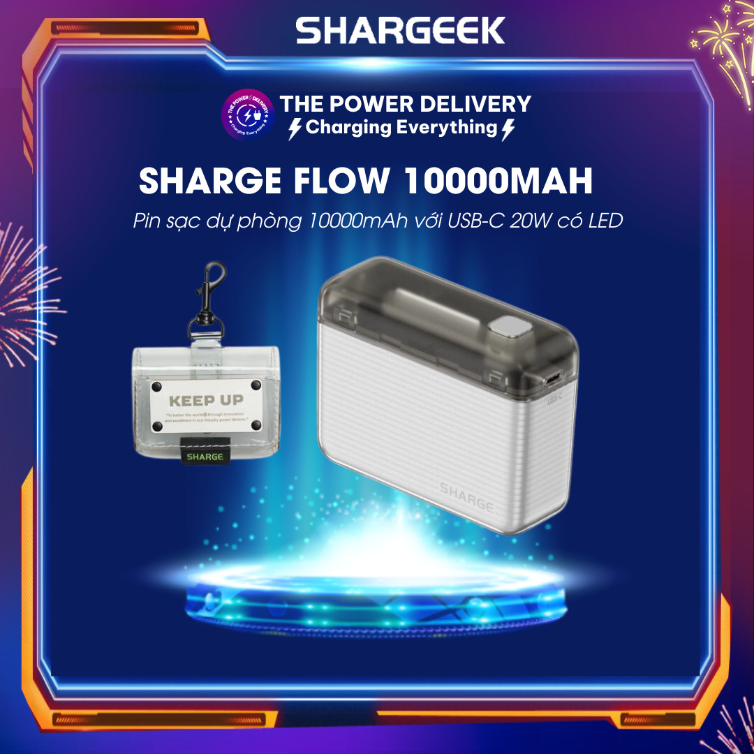 Pin sạc dự phòng Sharge Flow của Shargeek 10000mAh với USB-C 20W có LED