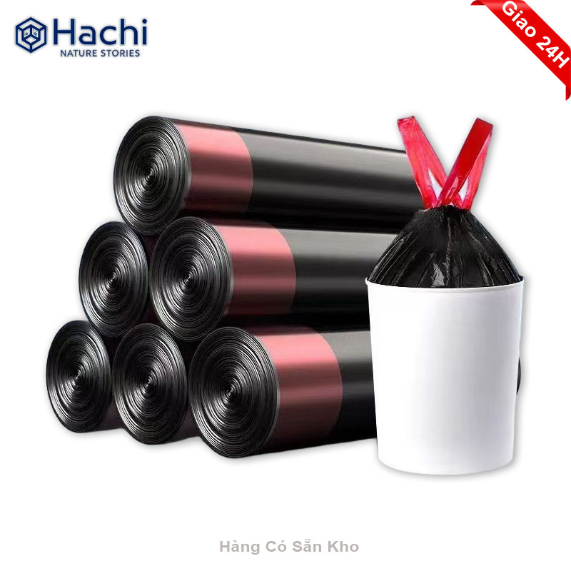 Túi Rác Dây Rút 15 Cuộn Dung Tích Lớn Chống Rách Chống Rò Nước Thu Gom Rác Nhanh Gọn Cho Nhà Bếp Văn Phòng