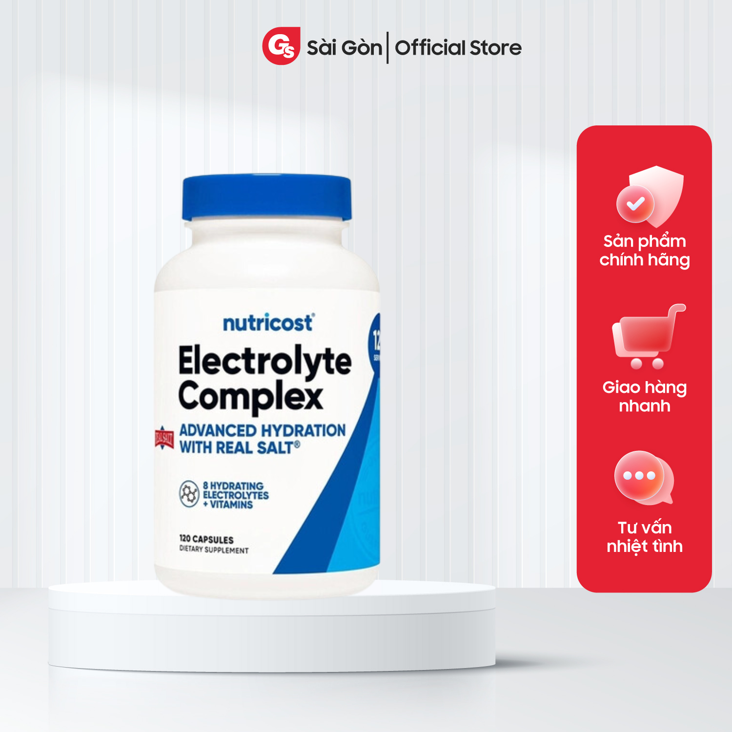 Viên bổ sung điện giải Nutricost Electrolyte Complex with Real Salt (120 viên) - Nhập khẩu Mỹ - Gymstore